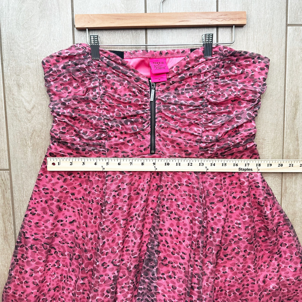 Betsey Johnson X Torrid Pink Tulle Leopard Midi Dress Size 16 Punk Grunge Alt - Picture 10 of 11